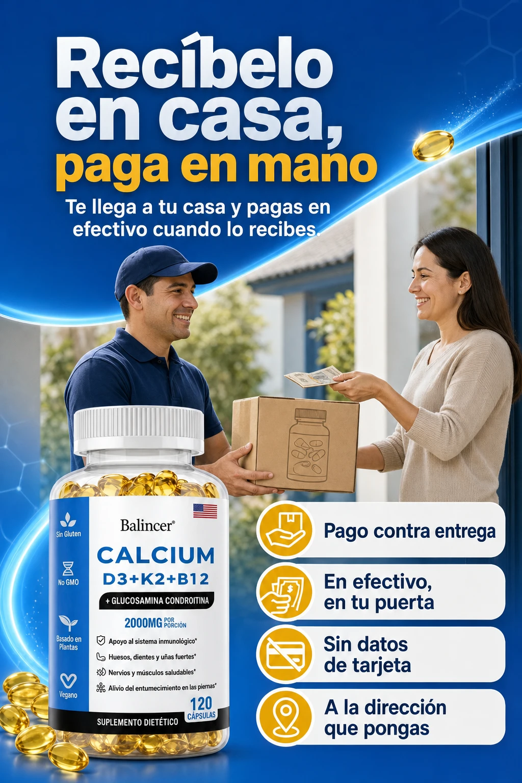 Recíbelo en casa, paga en mano. Te llega a tu casa y pagas en efectivo cuando lo recibes.