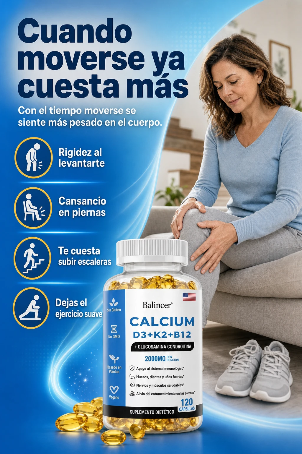 Cuando moverse ya cuesta más. Con el tiempo moverse se siente más pesado en el cuerpo.